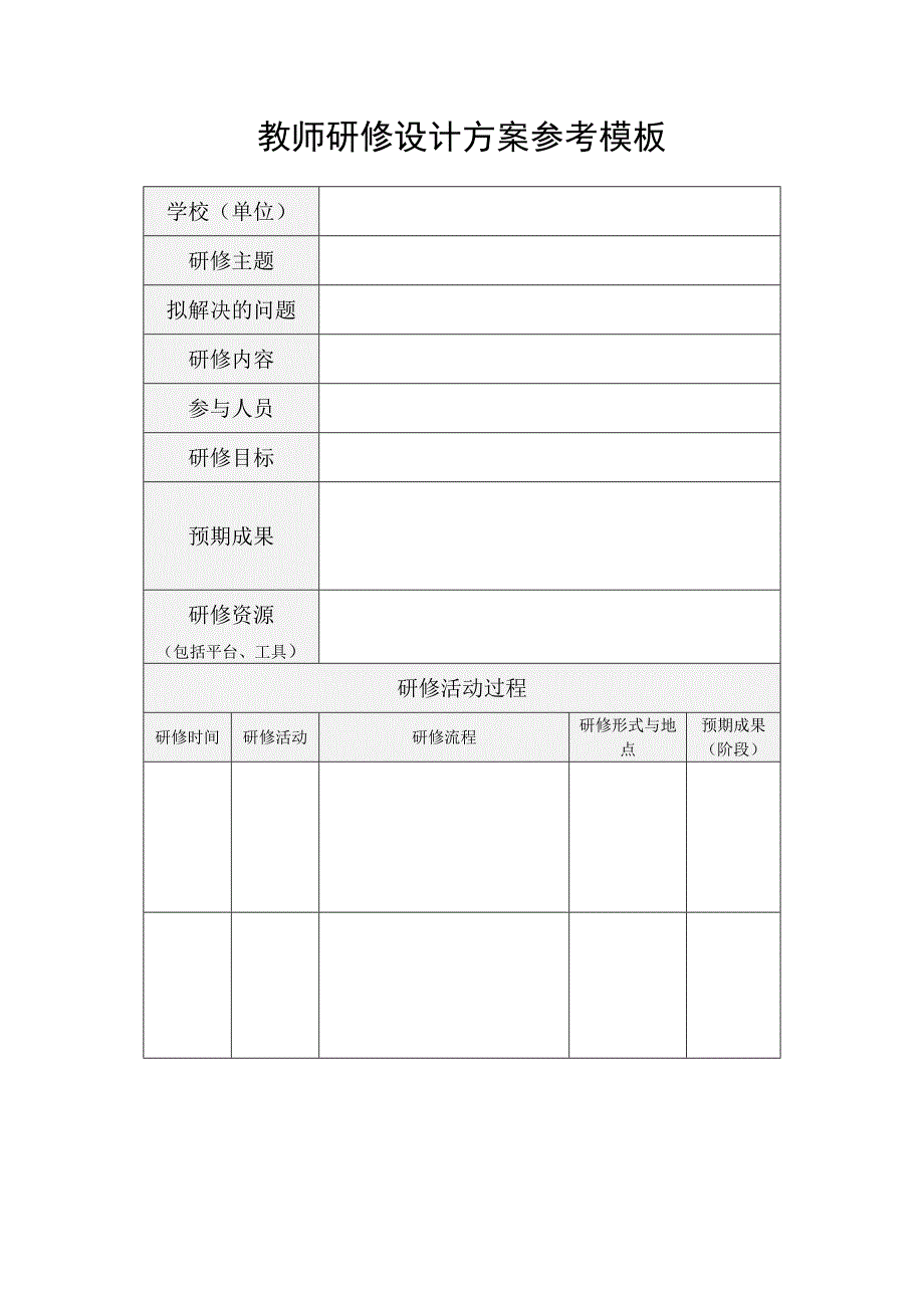 教师研修方案模板_第1页