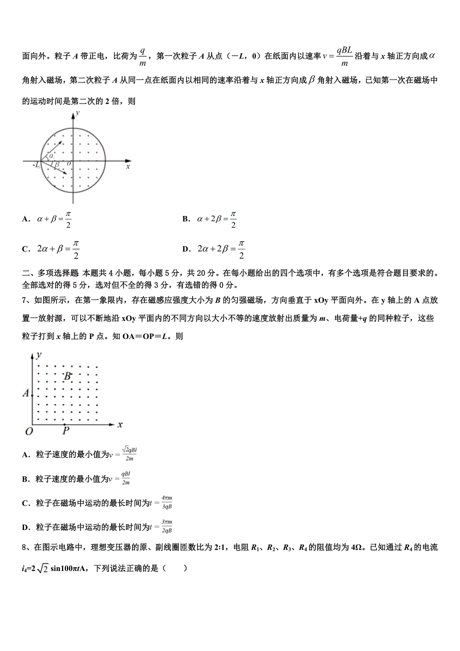 上海市普陀区曹杨二中2025年高三毕业班第一次模拟考试物理试题_第3页