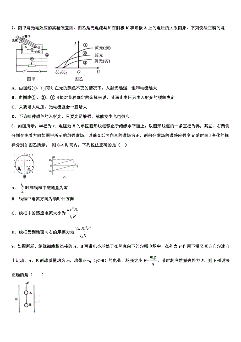 吉林省延边朝鲜族自治州延吉市第二中学2025学年高三下学期自测卷（三）线下考试物理试题_第3页