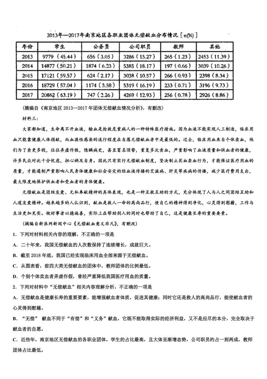 四川省资阳市乐至中学2025届高三下第二次段考语文试题试卷含解析_第5页