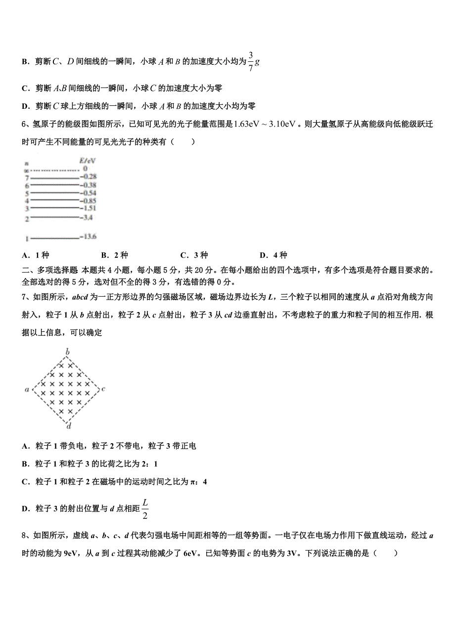 河南省滑县2025学年第二学期高三期末统一考试物理试题_第3页