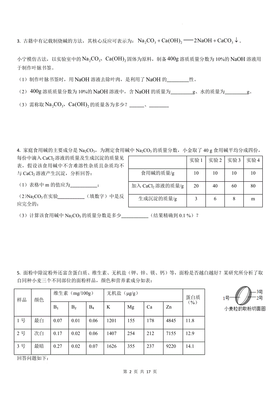 10月月考 - 解答题练习汇编1-2024-2025学年浙教版九年级上册科学_第2页