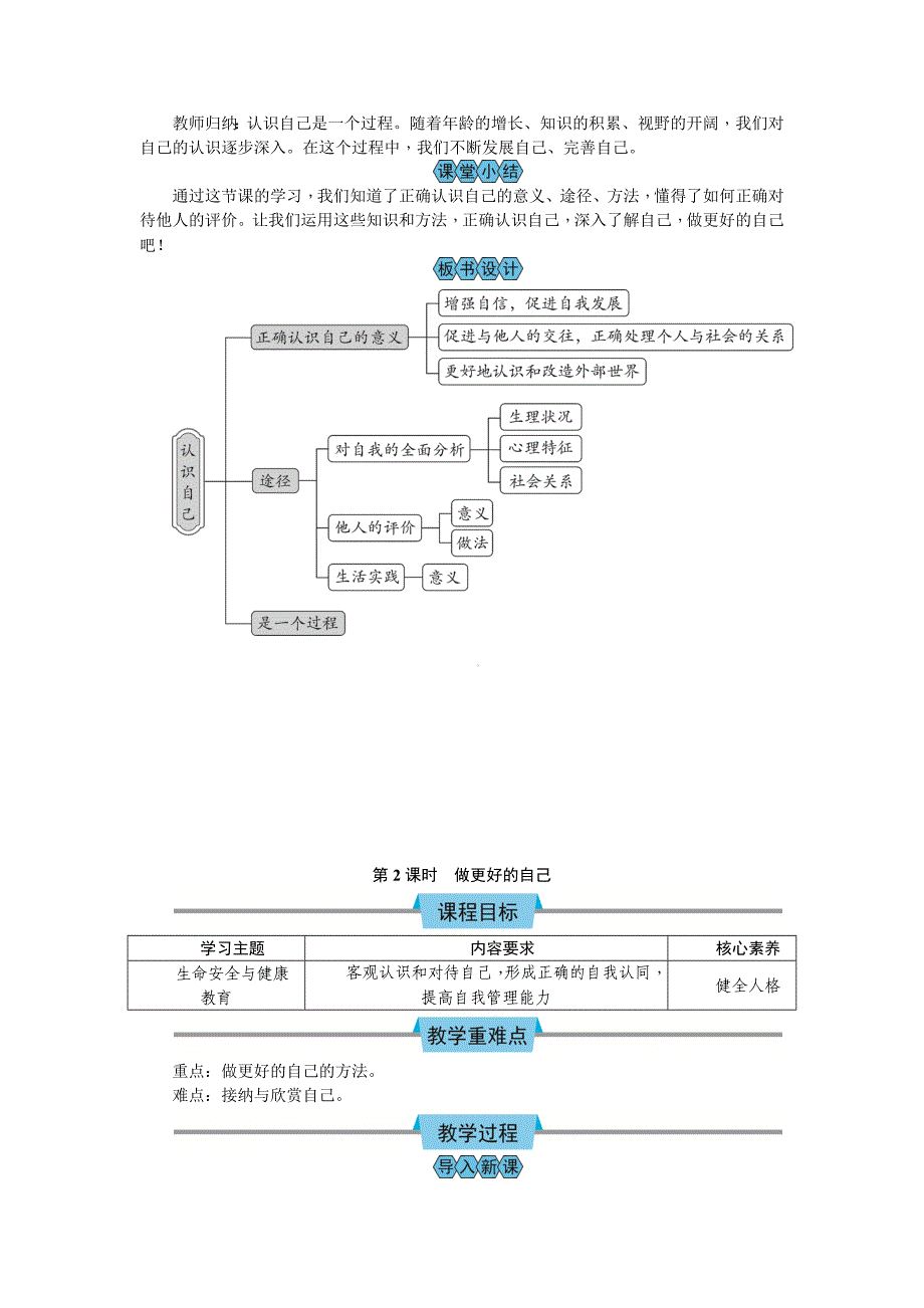 部编道德与法治新教材七年级上册第2课《正确认识自我》教案_第3页