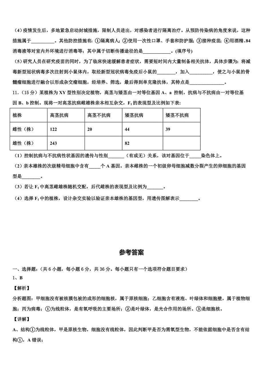 上海市市北中学2025届高三下学期1月份模拟考试生物试题含解析_第5页