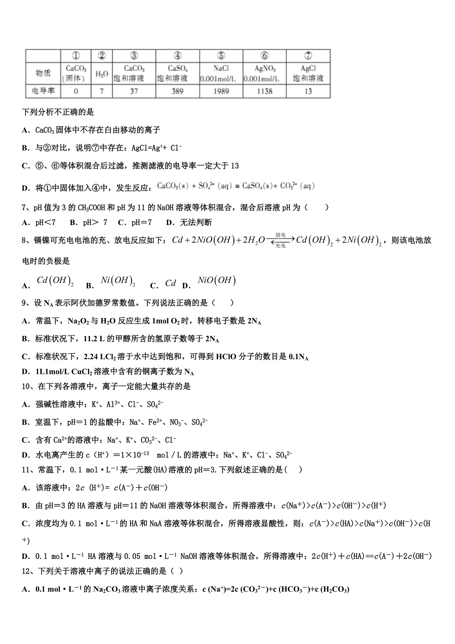 2025年湖南省衡阳市正源学校化学高二上期末预测试题含解析_第2页