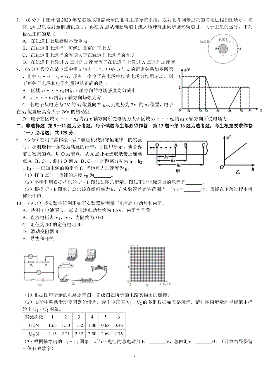 全国大联考高考物理模拟试卷_第2页