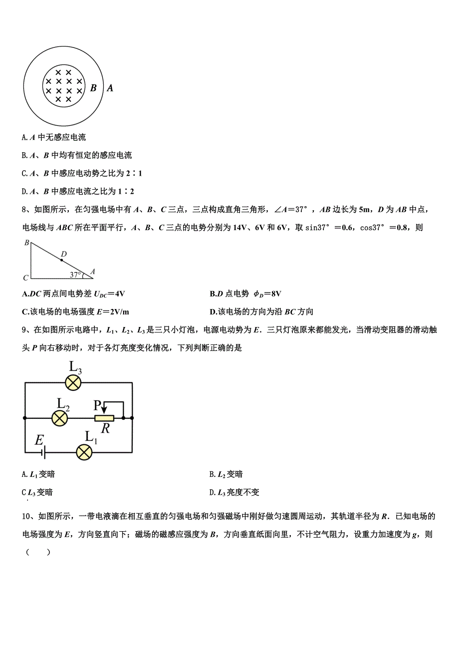 2025年湖南省株洲市攸县第三中学高二物理第一学期期末联考模拟试题含解析_第3页