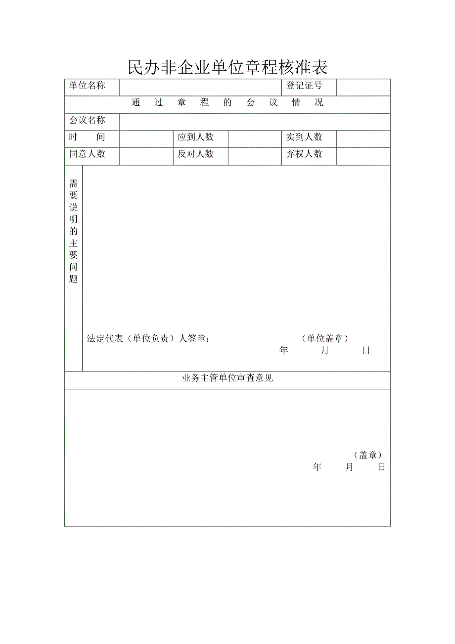 民办非企业单位章程核准表_第2页