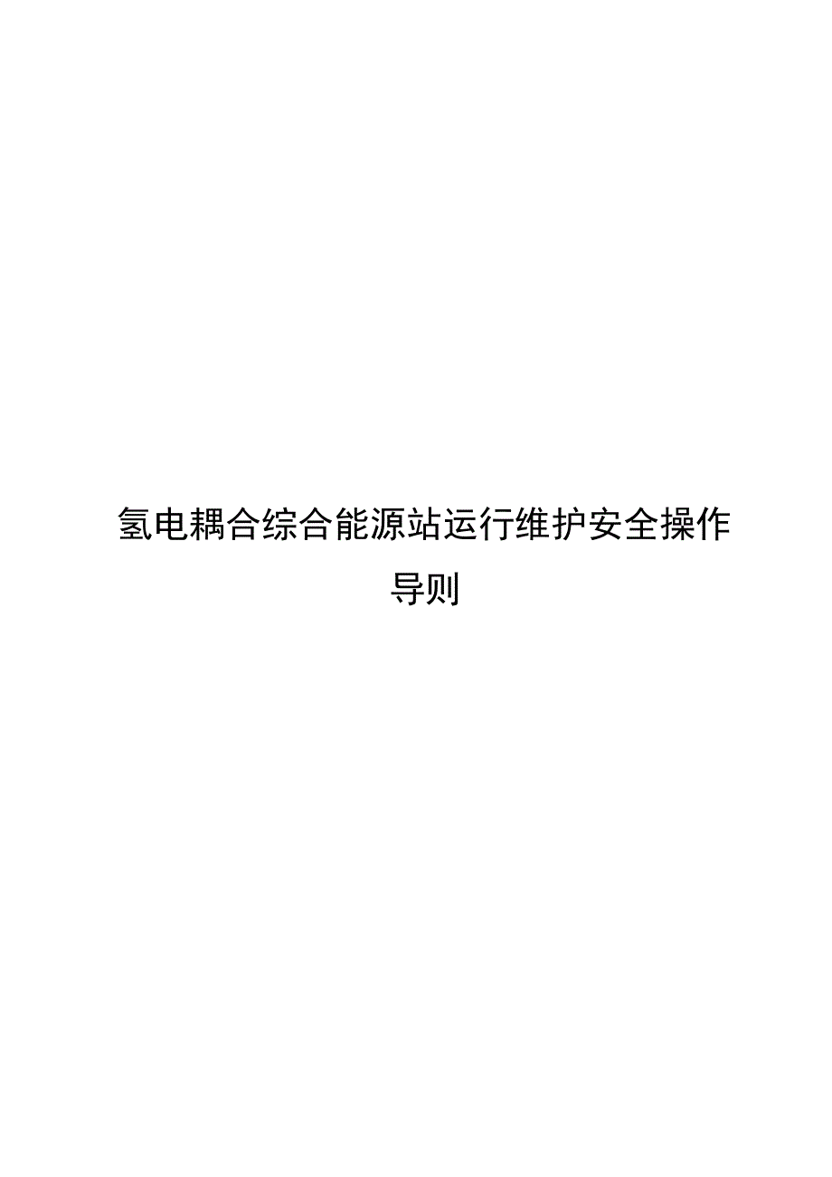 2024氢电耦合综合能源站运行维护安全操作导则_第1页