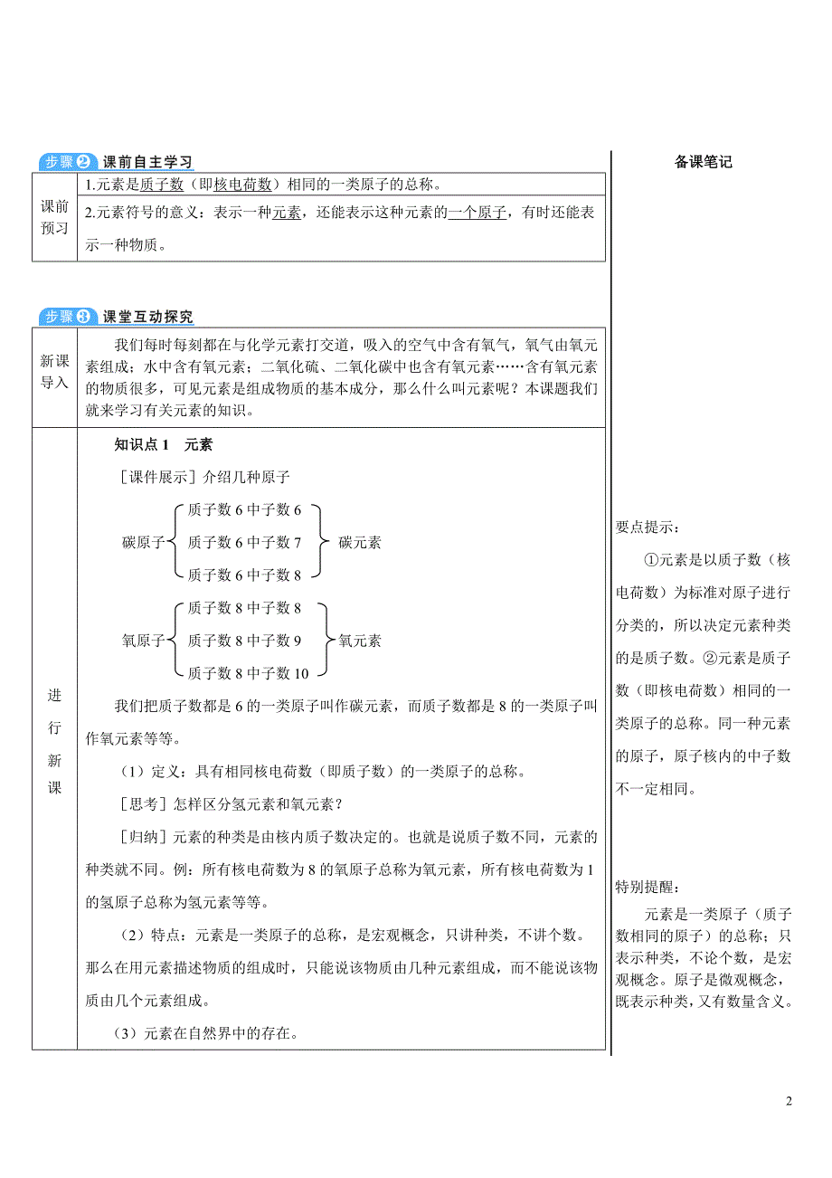 2024秋初中化学九年级上册教学设计（最新教案）第1课时 元素及元素符号_第2页