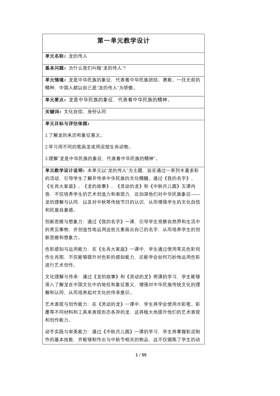 新人教版（2024）小学一年级美术上册全册教学设计汇编（共15课）_第1页