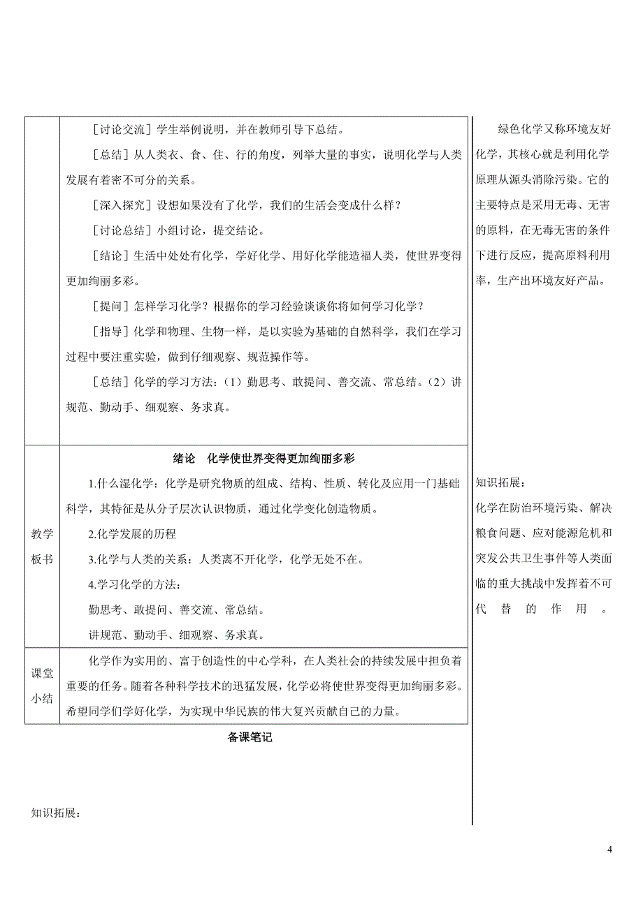 2024秋初中化学九年级上册教学设计（最新教案）绪论 化学使世界变得更加绚丽多彩_第4页