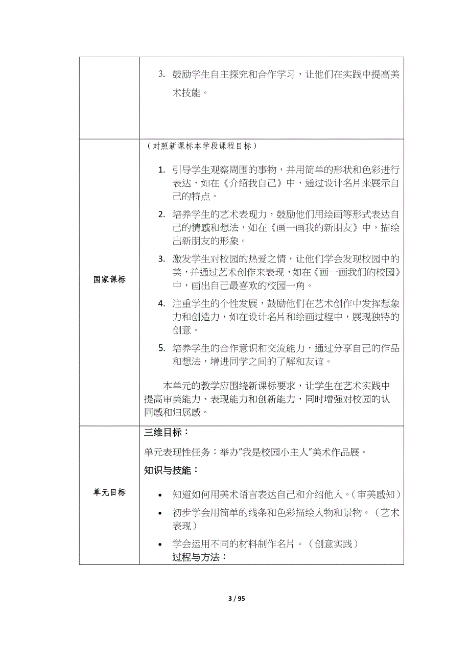 新人美版（2024）一年级美术上册全册教学设计汇编（含十三课）_第3页