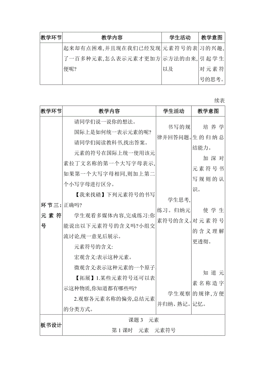 2024年人教版九年级化学上册第三单元教学设计课题3　元素_第4页