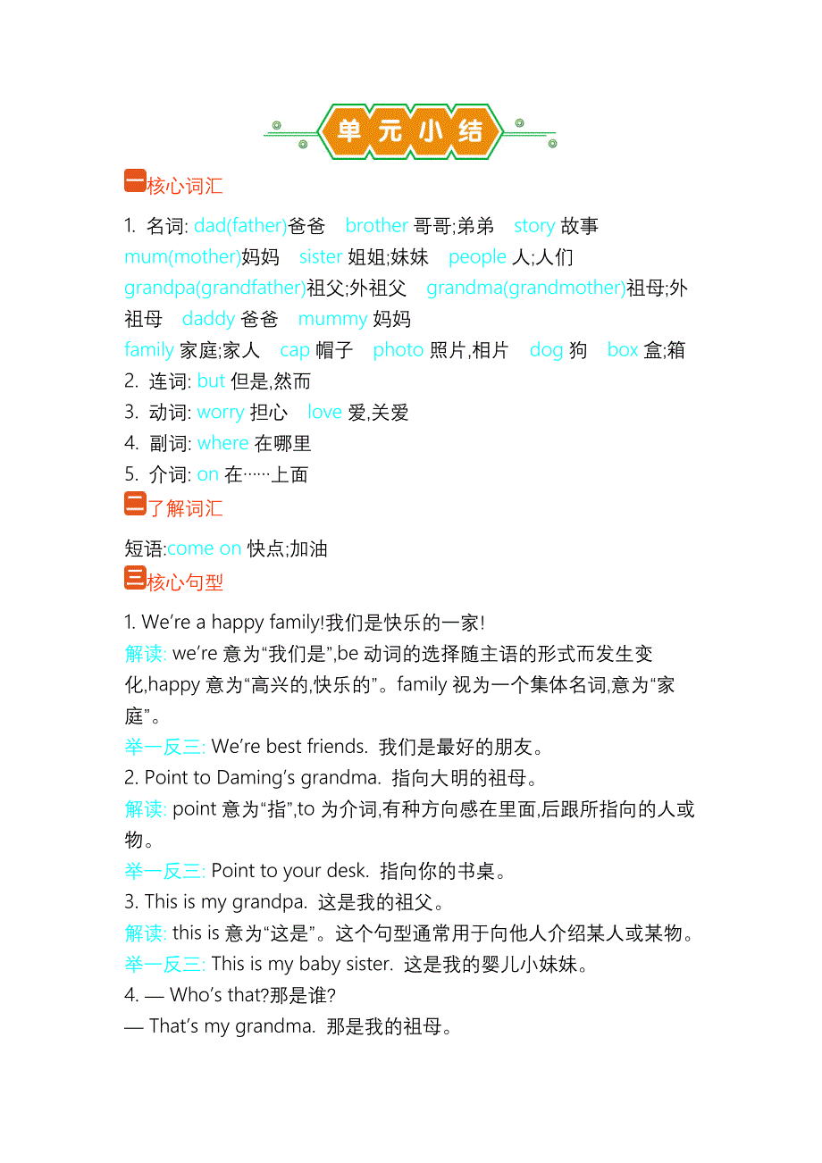 外研版（2024新版）小学三年级英语上册Unit 5 单元小结_第1页