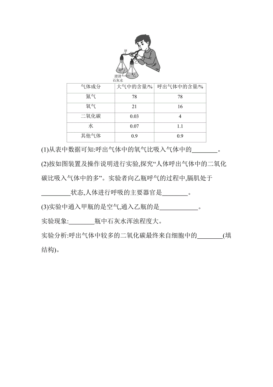 5年中考3年模拟试卷初中生物七年级下册01专项素养综合全练（一）探究实践_第4页