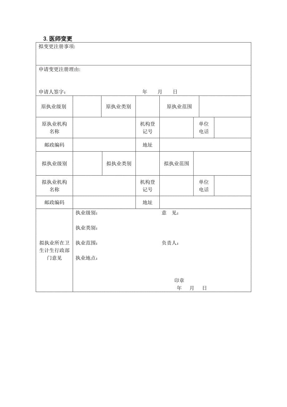 医师执业、变更执业、重新执业注册申请审核表范表_第5页