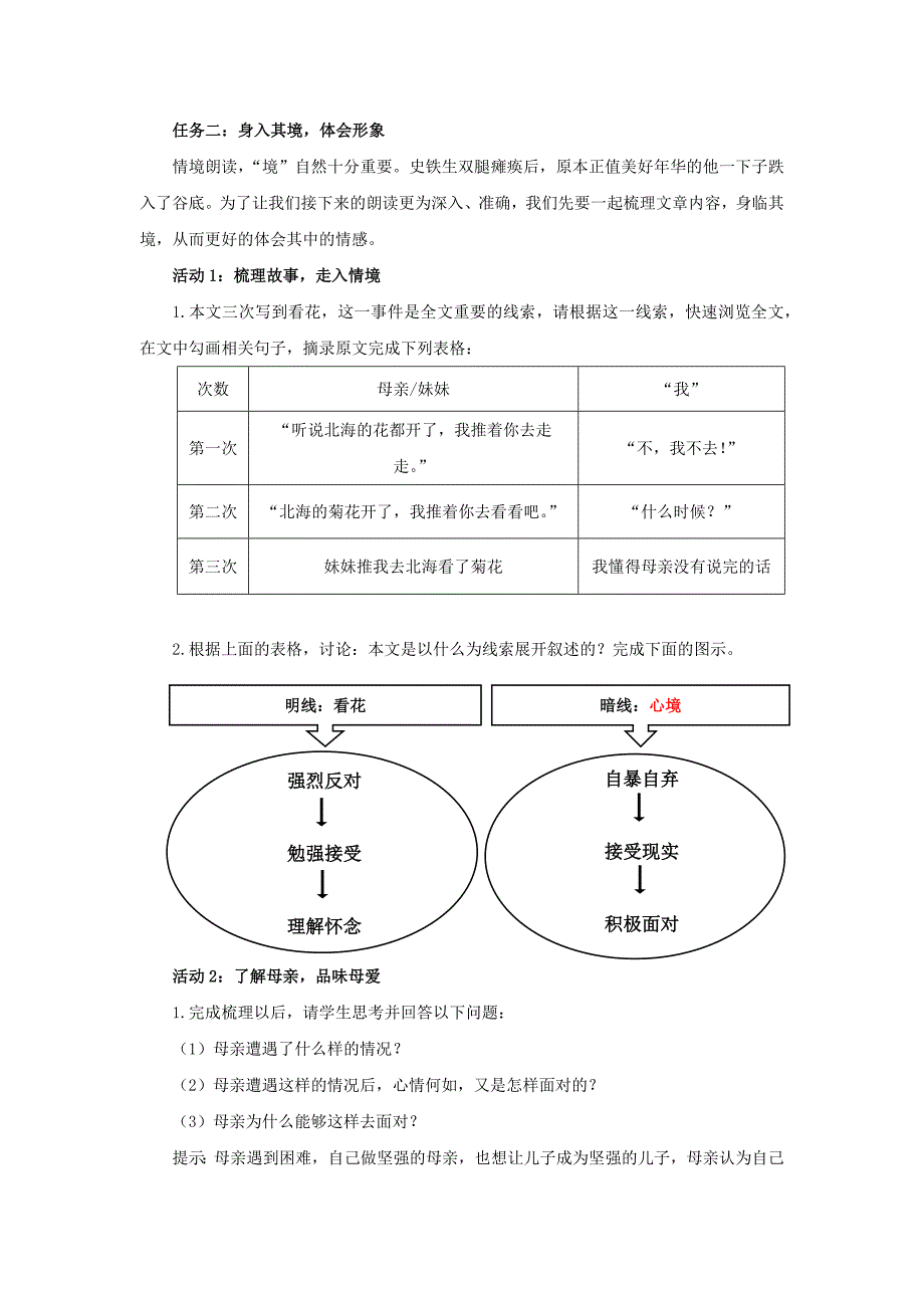 人教部编版七年级语文上册《深味痛苦岁月里的伟大母爱——《秋天的怀念》示范课教学设计_第3页