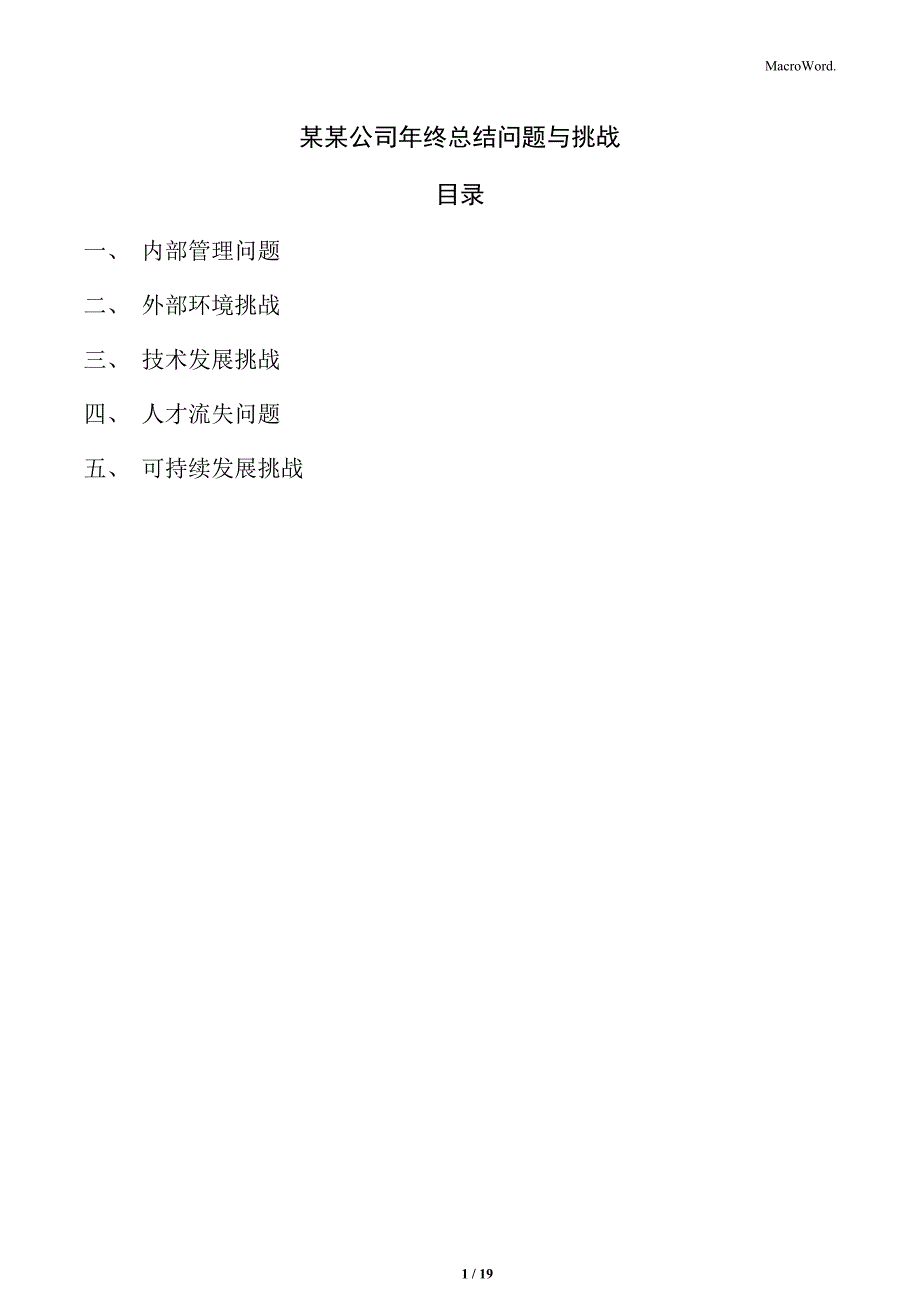 某某公司年终总结问题与挑战_第1页