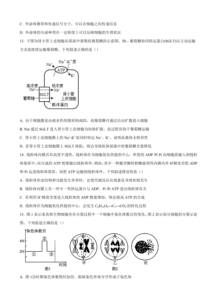 福建省百校联考2024-2025学年高三上学期10月测评试卷生物（含答案）_第4页