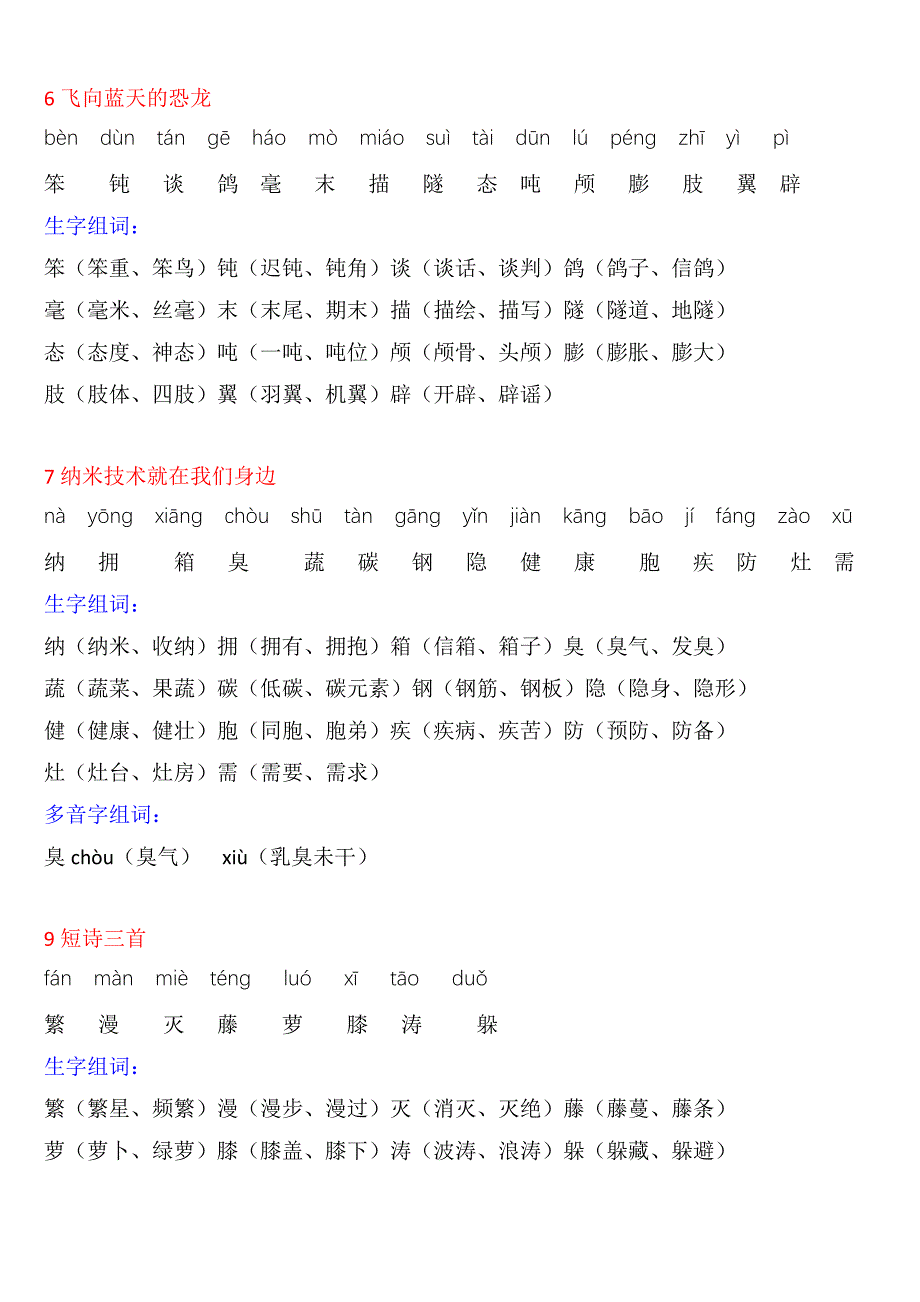 四年级语文下册《生字注音、组词》_第3页