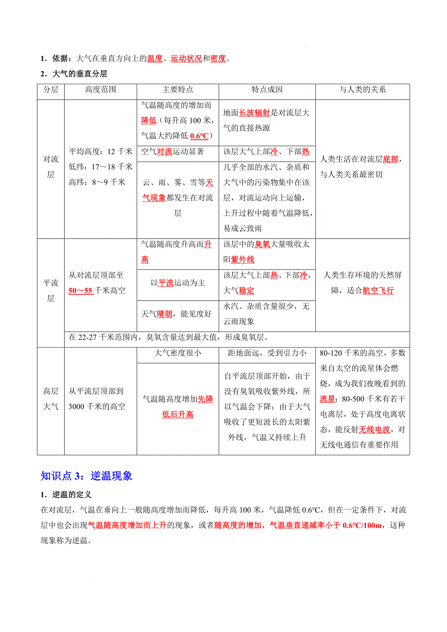 《大气的组成和垂直分层》知识清单_第3页