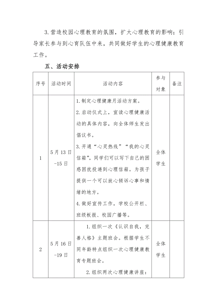 2024年学校5.25心理健康月活动方案_第2页