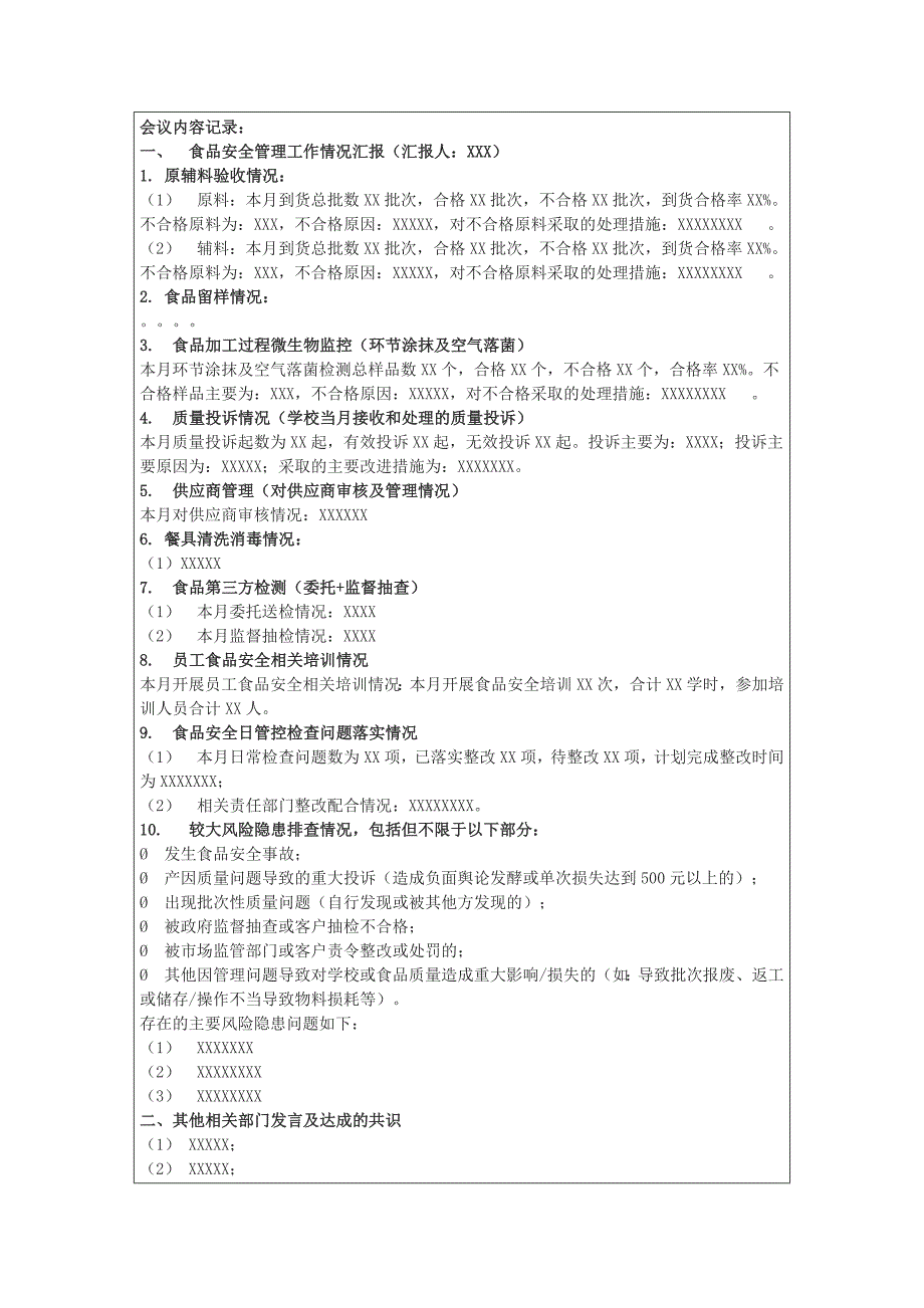 2023年度食堂每日食品安全检查、每周食品安全排查治理、每月食品安全调度会议纪要_第4页
