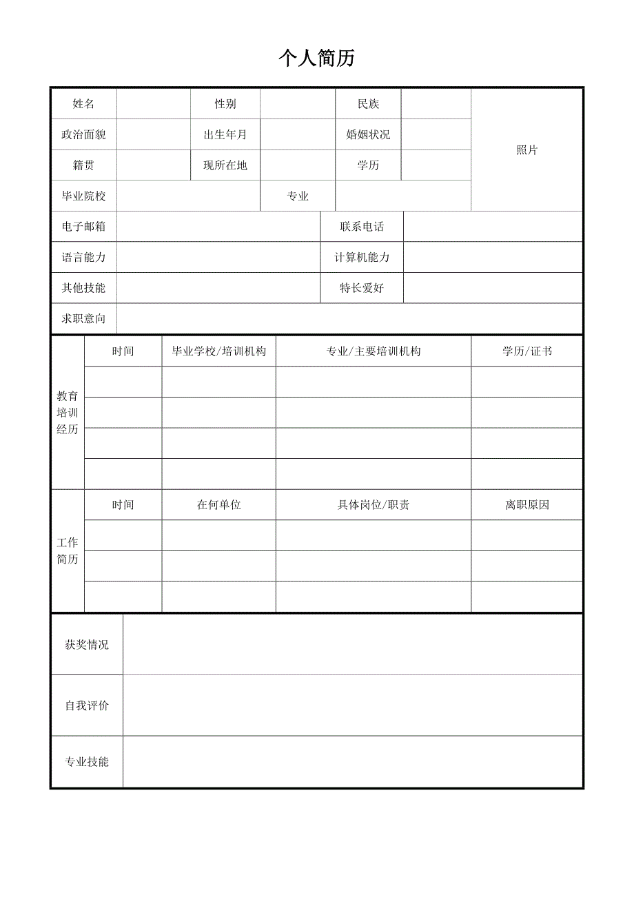 空白表格简历模板2款 (10)_第2页