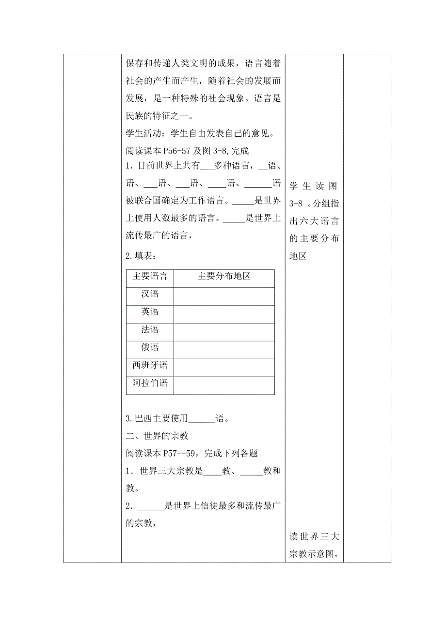 人教版七年级上地理第五章第三节 《多样的文化》优课教案._第2页