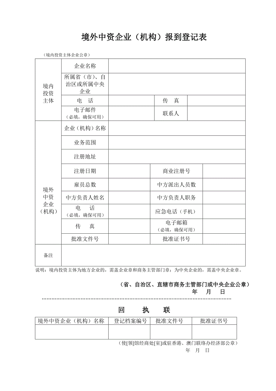 境外中资企业（机构）报到登记表_第1页