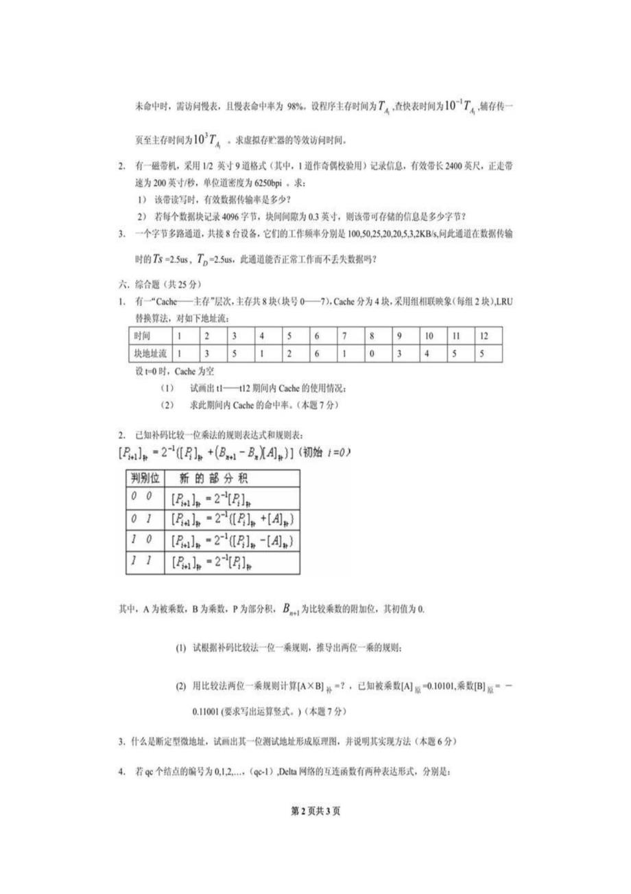 【高分复习资料】国防科技大学计算机学院821计算机原理历年考研真题汇编_第4页