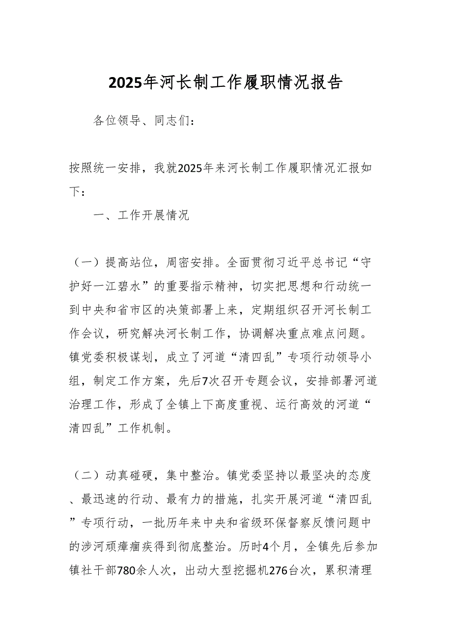 2025年河长制工作履职情况报告_第1页