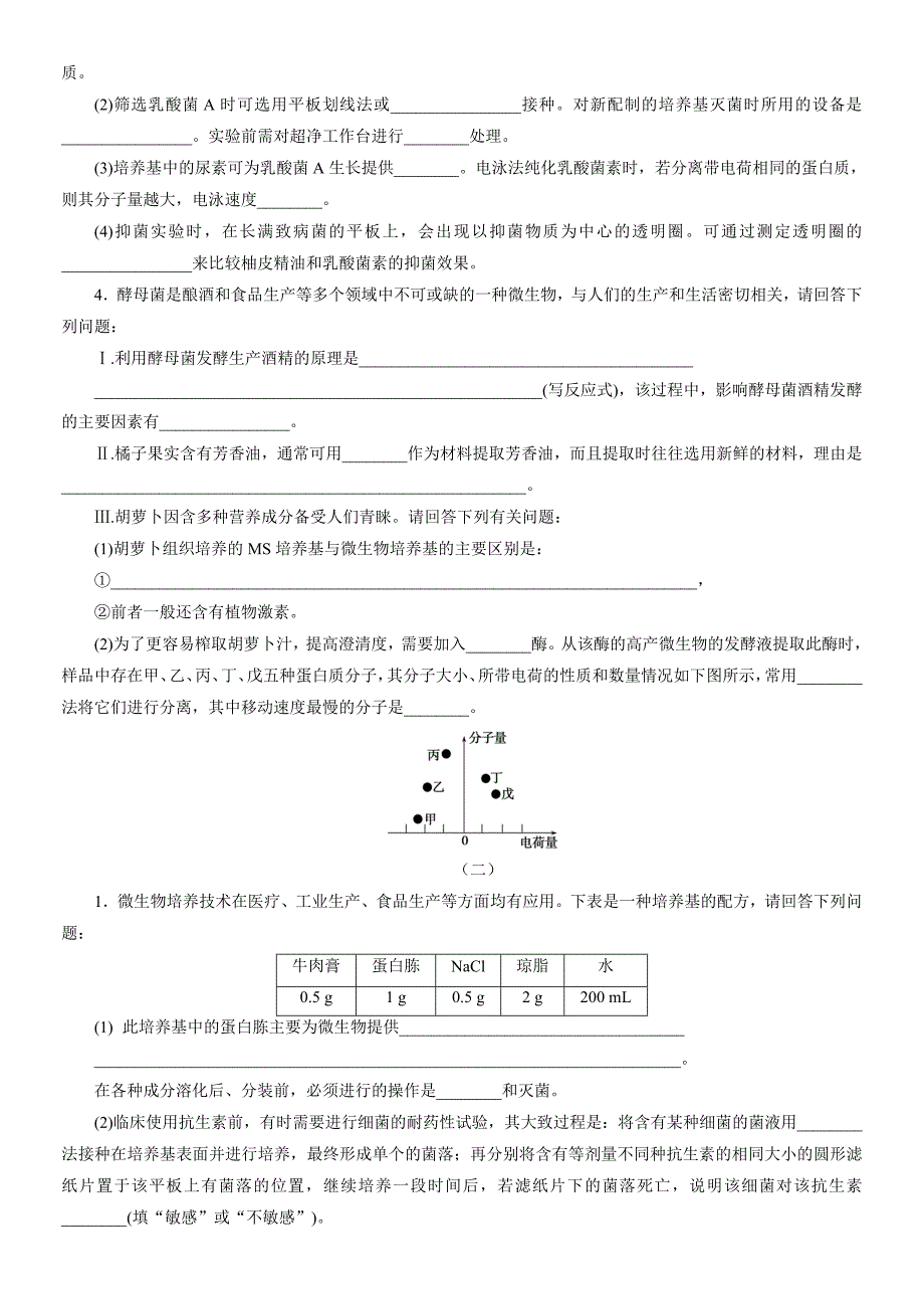 高中 生物高考选修1生物技术实践专项训练_第2页