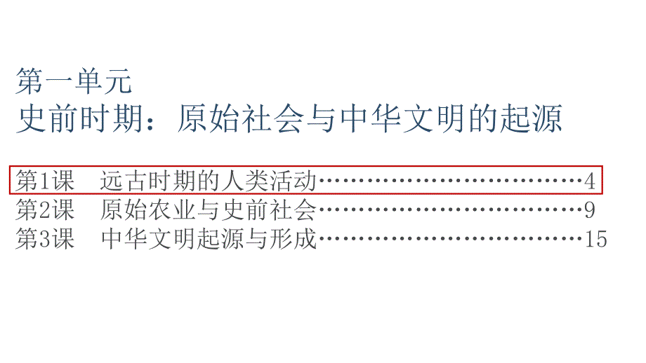 统编版2024--2025学年度第一学期七年级历史上册第一单元第一课《远古时期的人类活动》同步课件_第1页