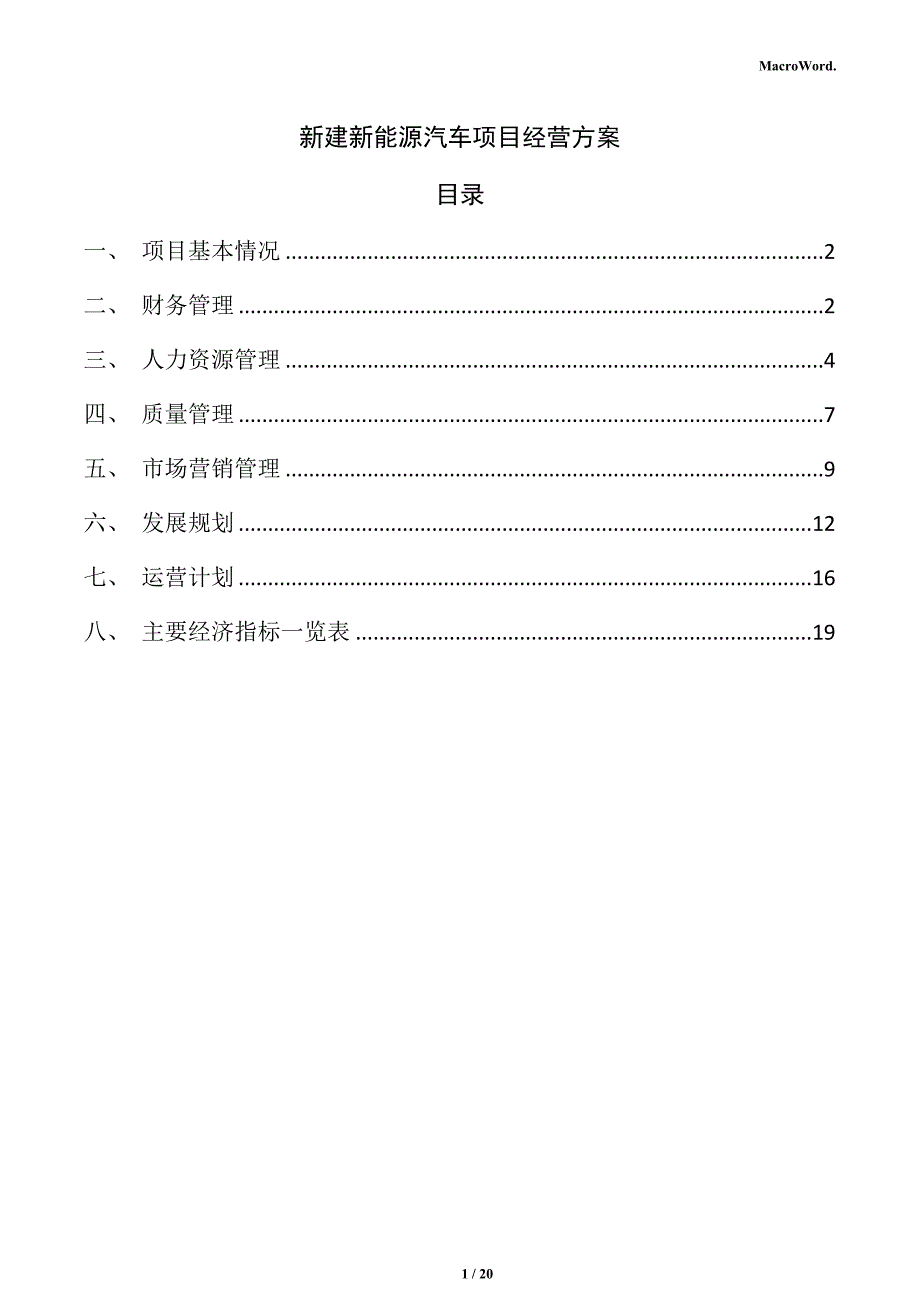 新建新能源汽车项目经营方案_第1页