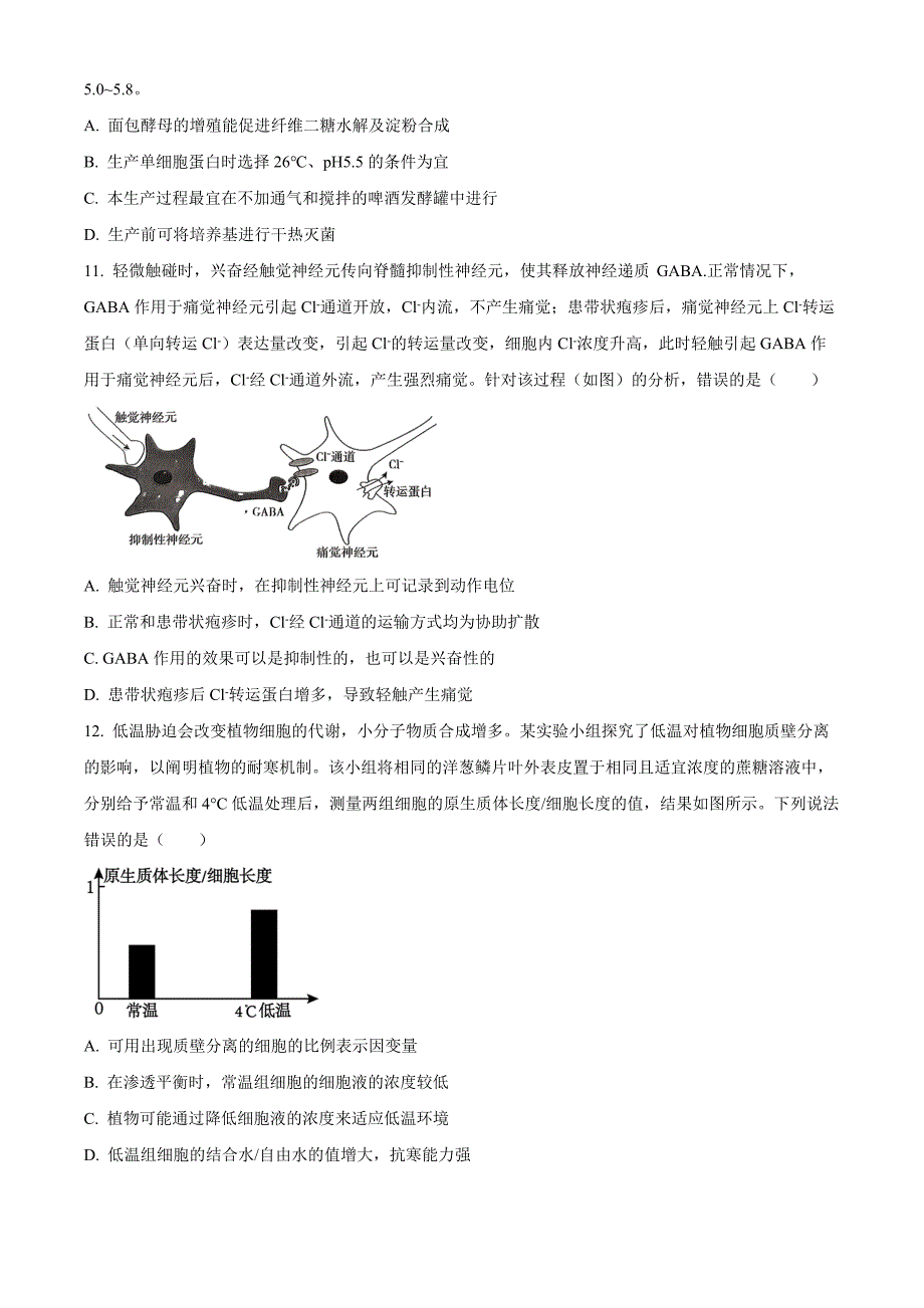 湖南省长沙市师大附中2024—2025学年高三上学期月考卷（一）生物Word版无答案_第4页