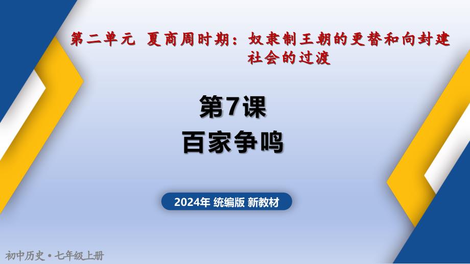 统编版2024--2025学年度第一学期七年级历史上册第二单元第七课《百家争鸣》教学课件_第1页