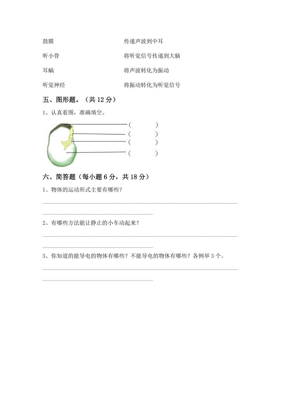 2022年人教版四年级科学下册期末试卷_第3页