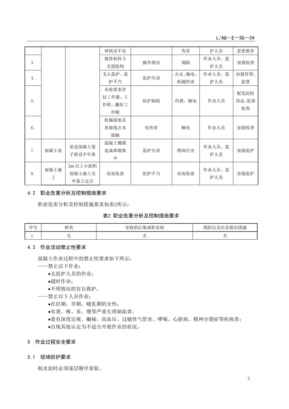 LAQ－E－SG－04 混凝土工安全作业指导书_第2页