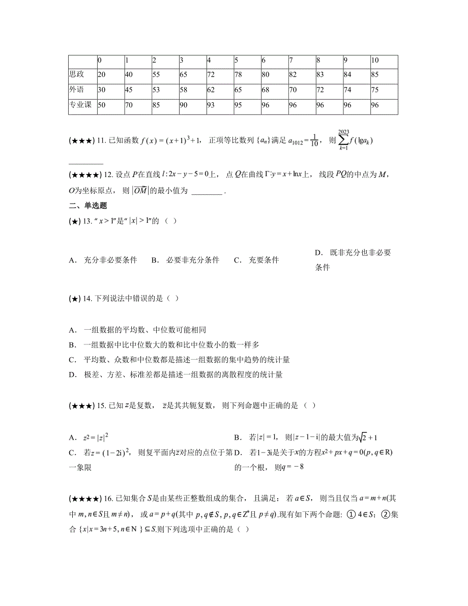 2025届上海市奉贤中学高三上学期开学摸底数学试卷_第2页