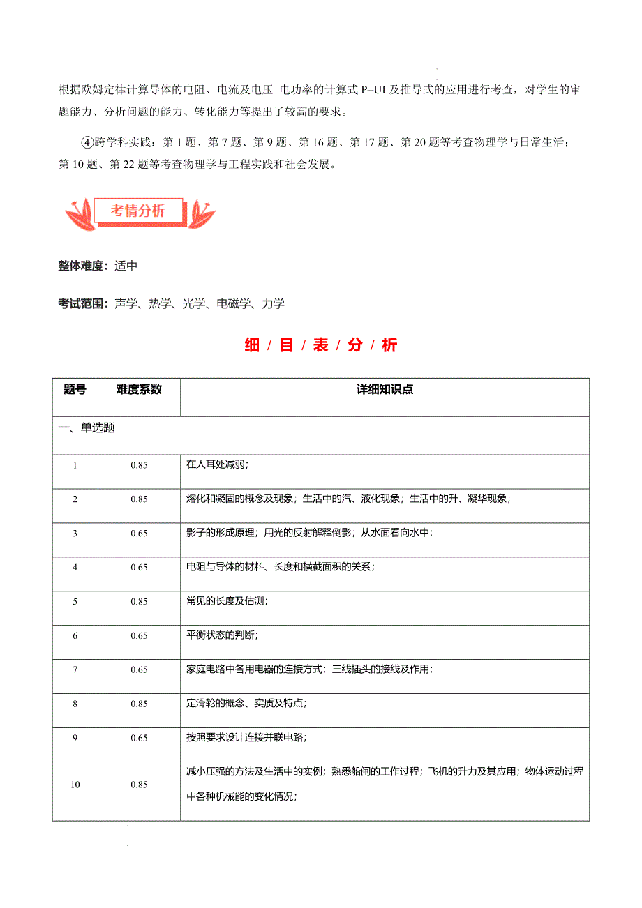 天津中考物理2024年真题考点全面解读_第3页