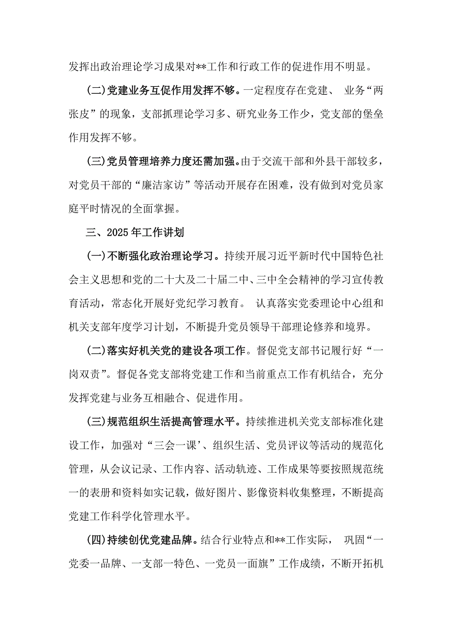 2024年党建工作情况总结及2025年工作计划文稿4篇_第4页