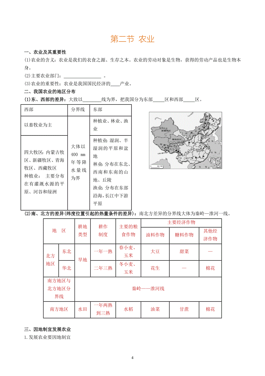 2024-2025学年人教版八年级地理上学期期中知识清单：第四章_第4页