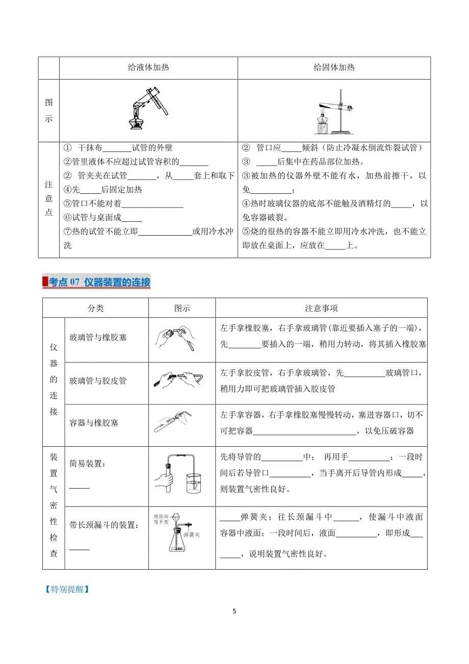 人教版九年级化学专题01 走进化学世界（考点清单）_第5页