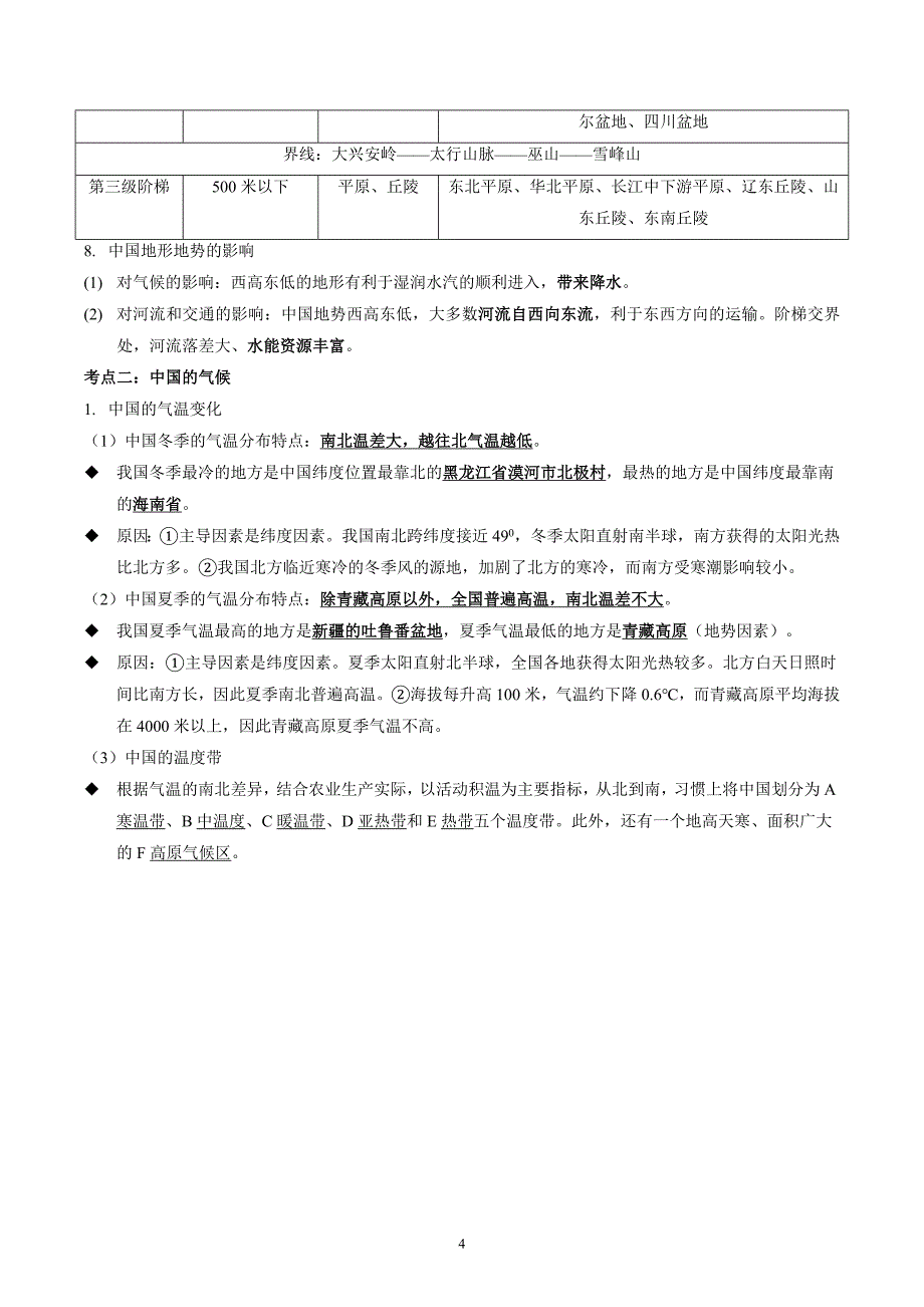 2024-2025学年湘教版八年级地理上学期期中知识清单：第二章_第4页