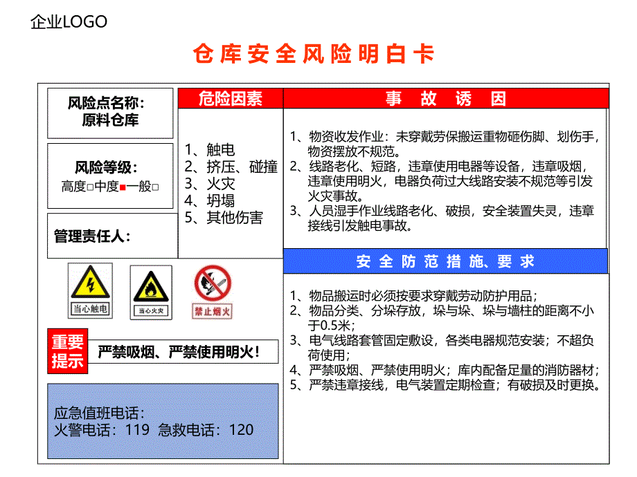 仓 库 安 全 风 险 明 白 卡_第1页