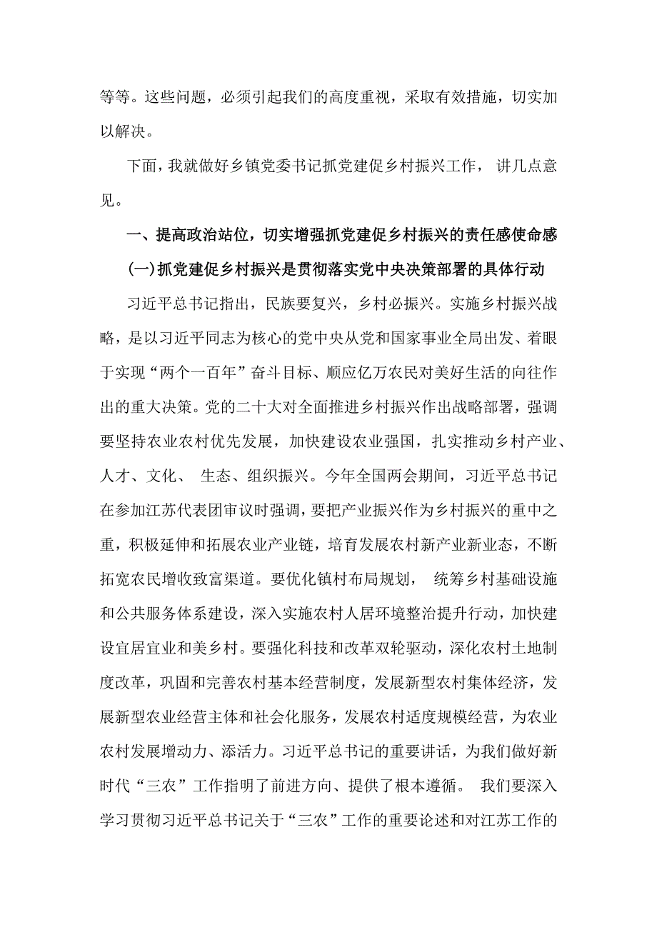 2024年全面抓党建促乡村振兴工作会上的讲话及发言材料5160字范文_第2页