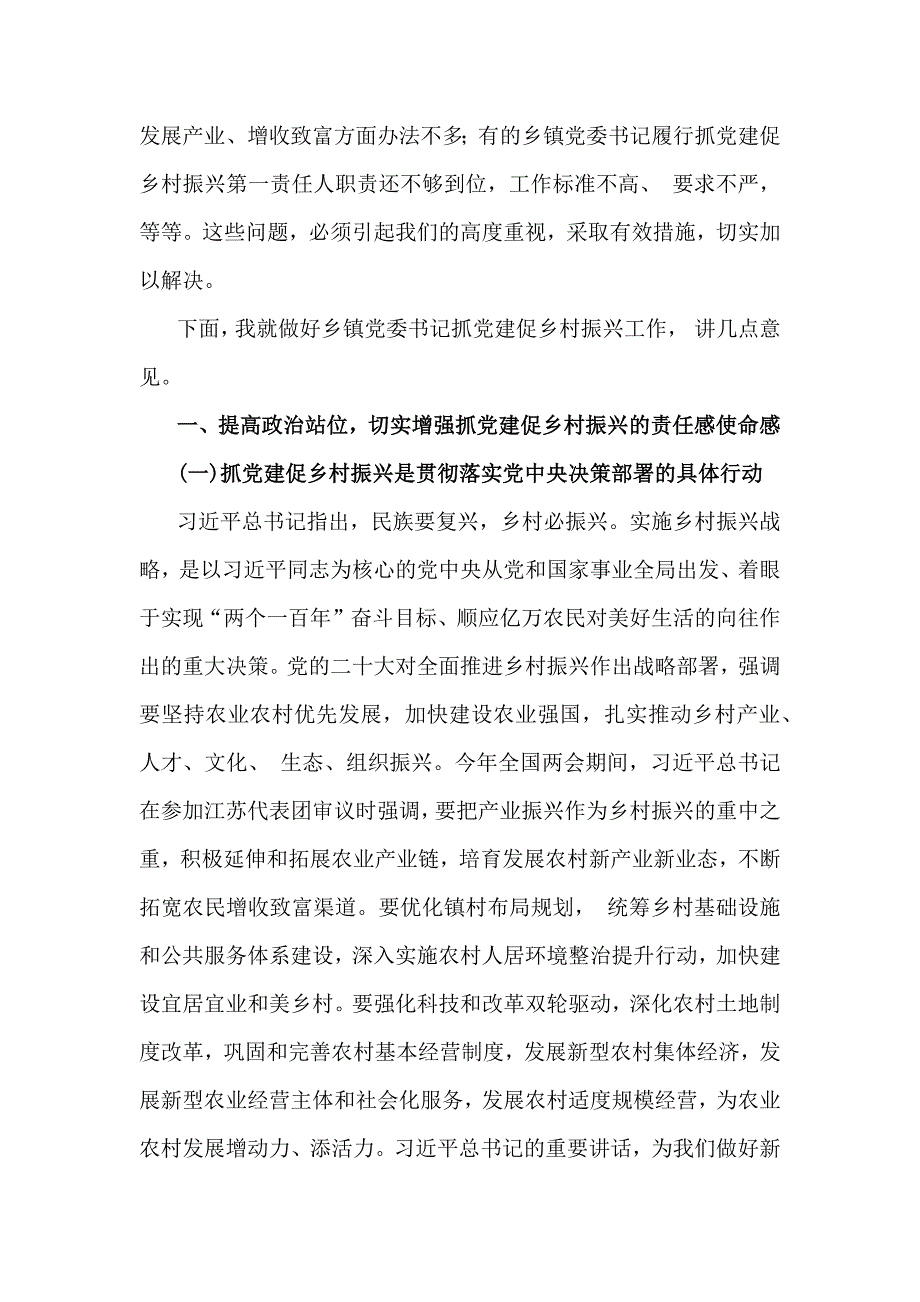 2024年（两篇文）全面抓党建促乡村振兴工作会上的讲话及发言材料_第2页