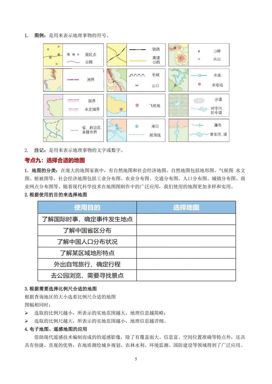 2024-2025学年湘教版七年级地理上学期期中知识清单：第一章 让我们走进地理_第5页